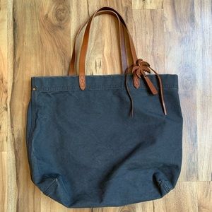 Madewell Navy Leather Strap Canvas Palm Tree Tote